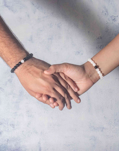 Amazon.com: Couple Bracelets - Casual Fashion accessories ，long distance  relationship gifts friendship bracelets (Black + White color (palm)):  Clothing, Shoes & Jewelry