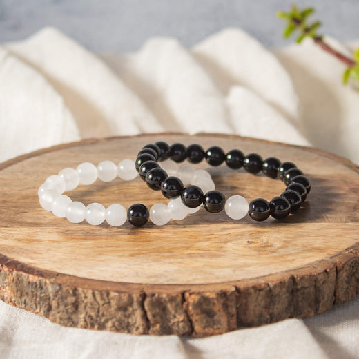 Black tourmaline and moonstone bracelets