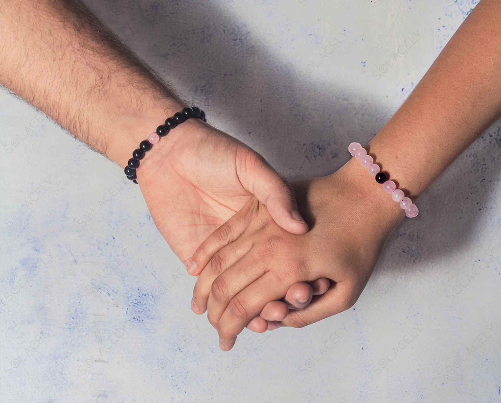 black tourmaline and rose quartz couple bracelet properties