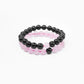 rose quartz and black tourmaline crystal bracelet for couple