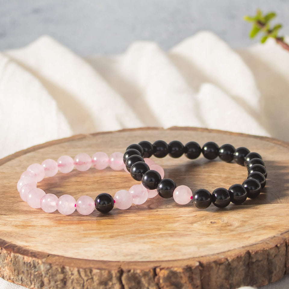 black tourmaline and rose quartz bracelet