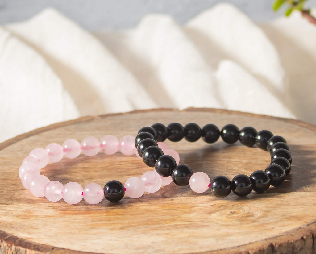 black tourmaline and rose quartz bracelet