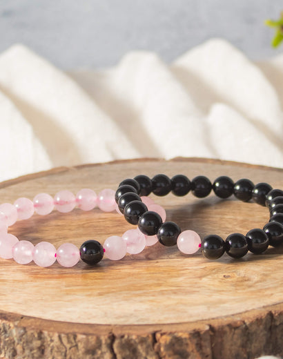 black tourmaline and rose quartz bracelet
