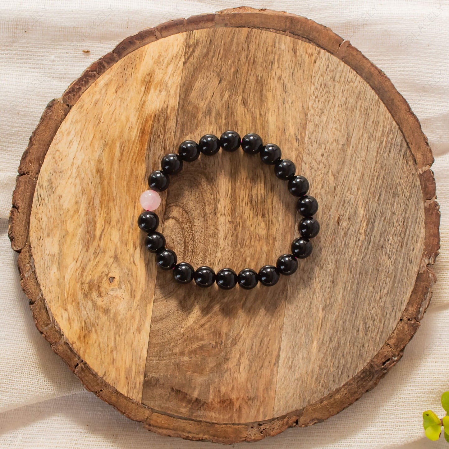 black tourmaline and rose quartz couple bracelet