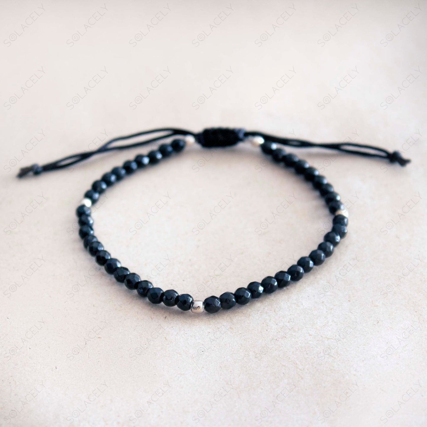 4mm beads black tourmaline anklet 02