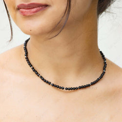 black tourmaline beaded necklace