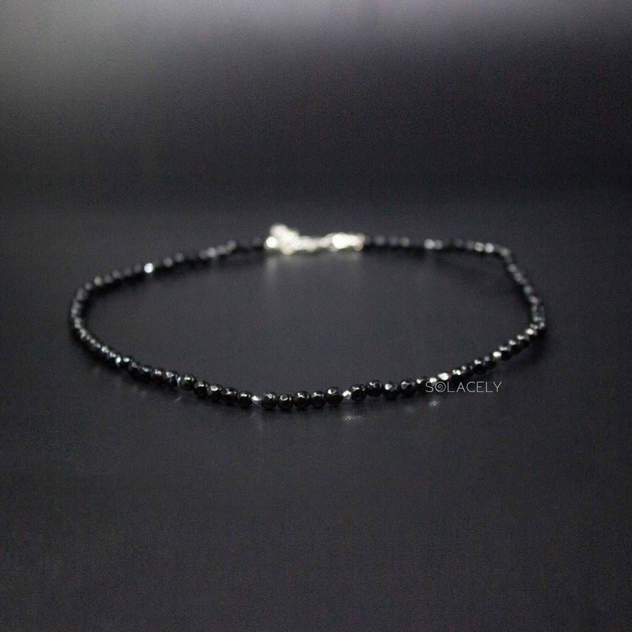 black tourmaline beaded necklace 4mm beads