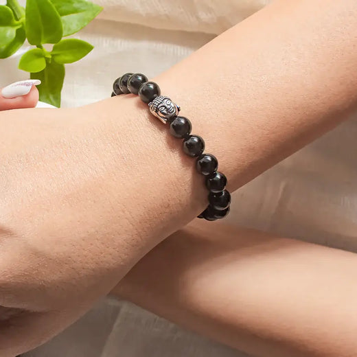 black tourmaline with charms bracelet