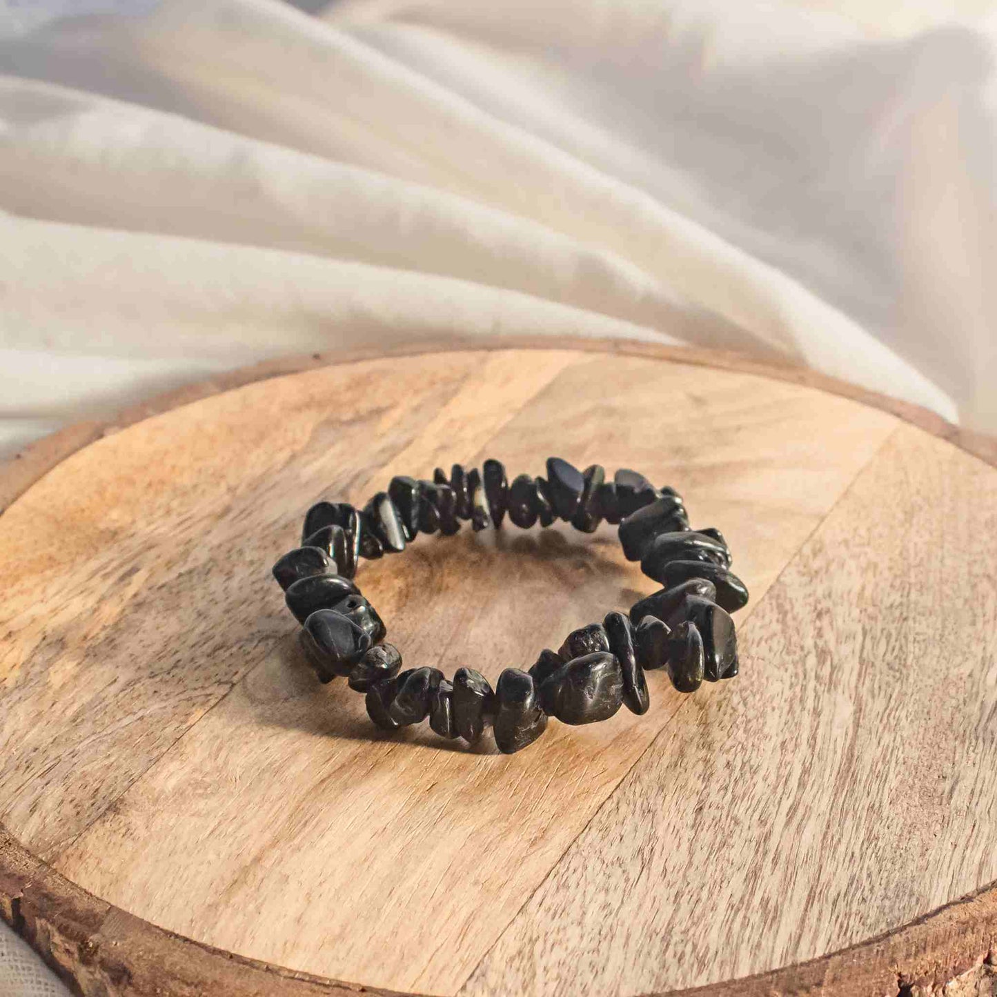 black tourmaline chip bracelet for women