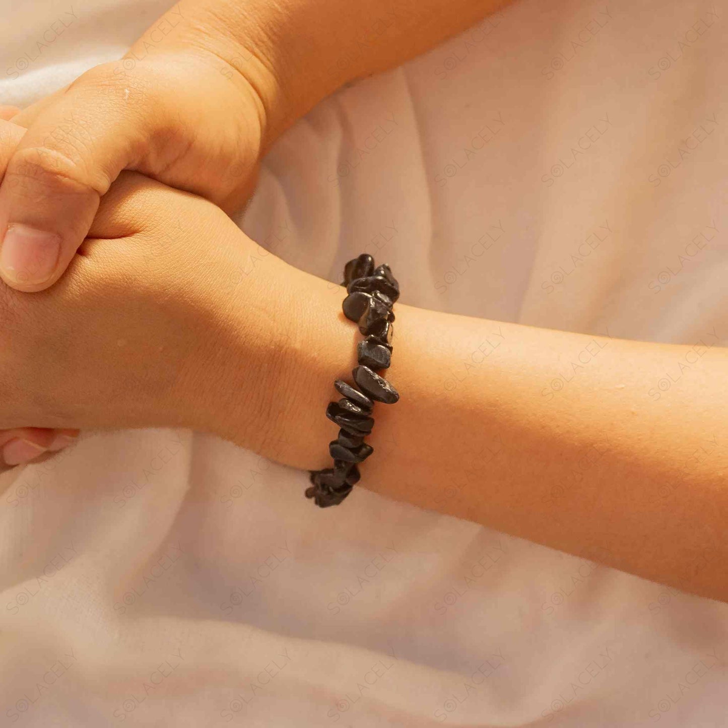 black tourmaline chip bracelet for men