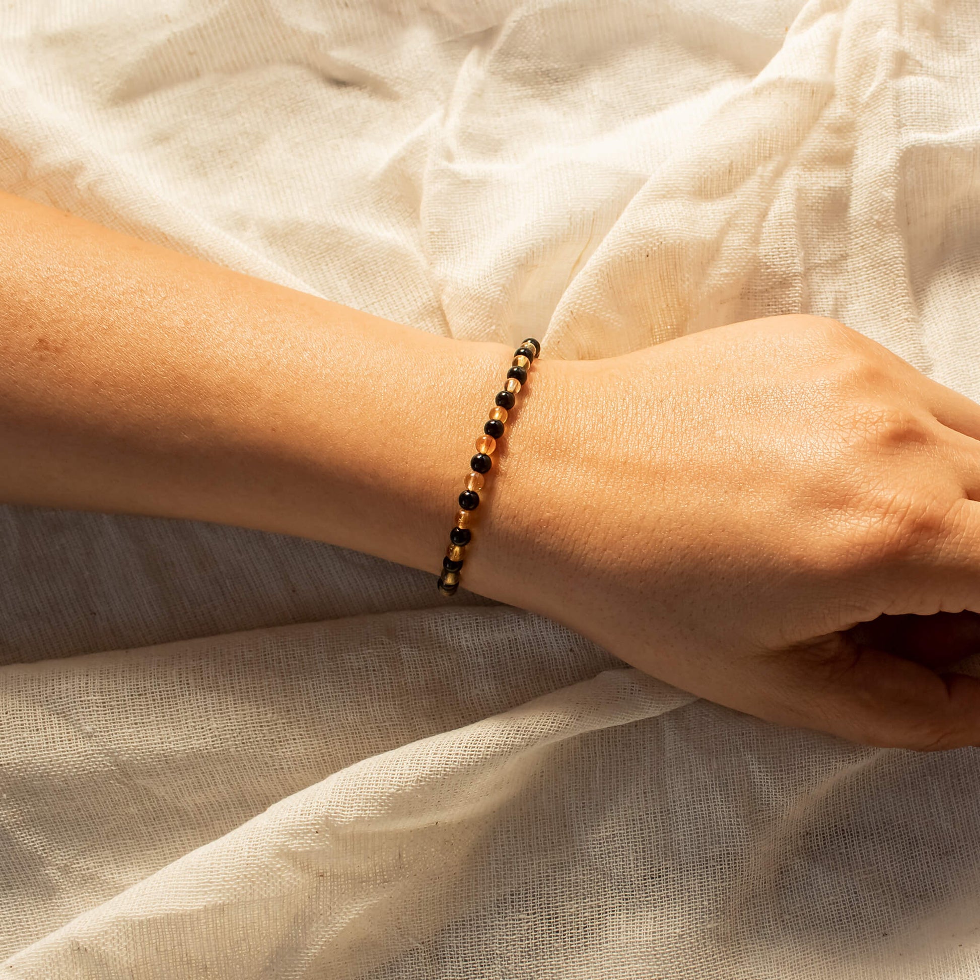 citrine and black tourmaline bracelet together 