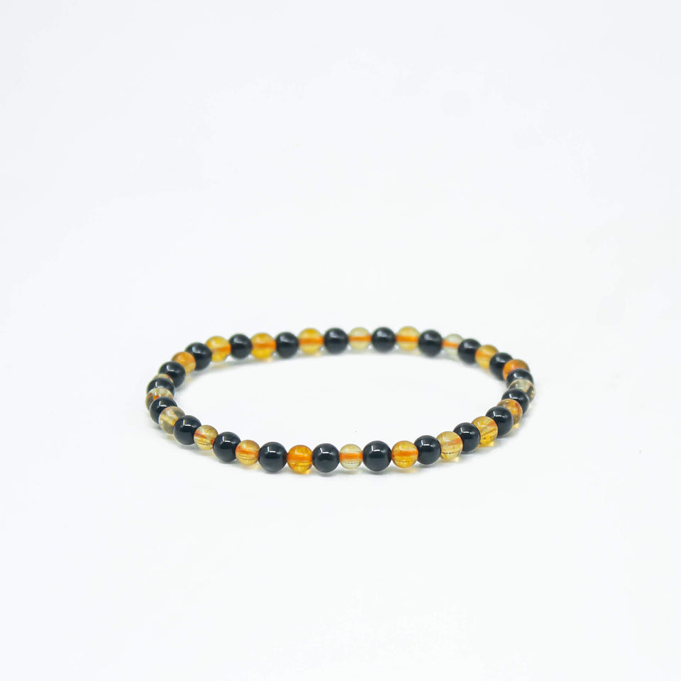 black tourmaline and citrine 4mm bracelet