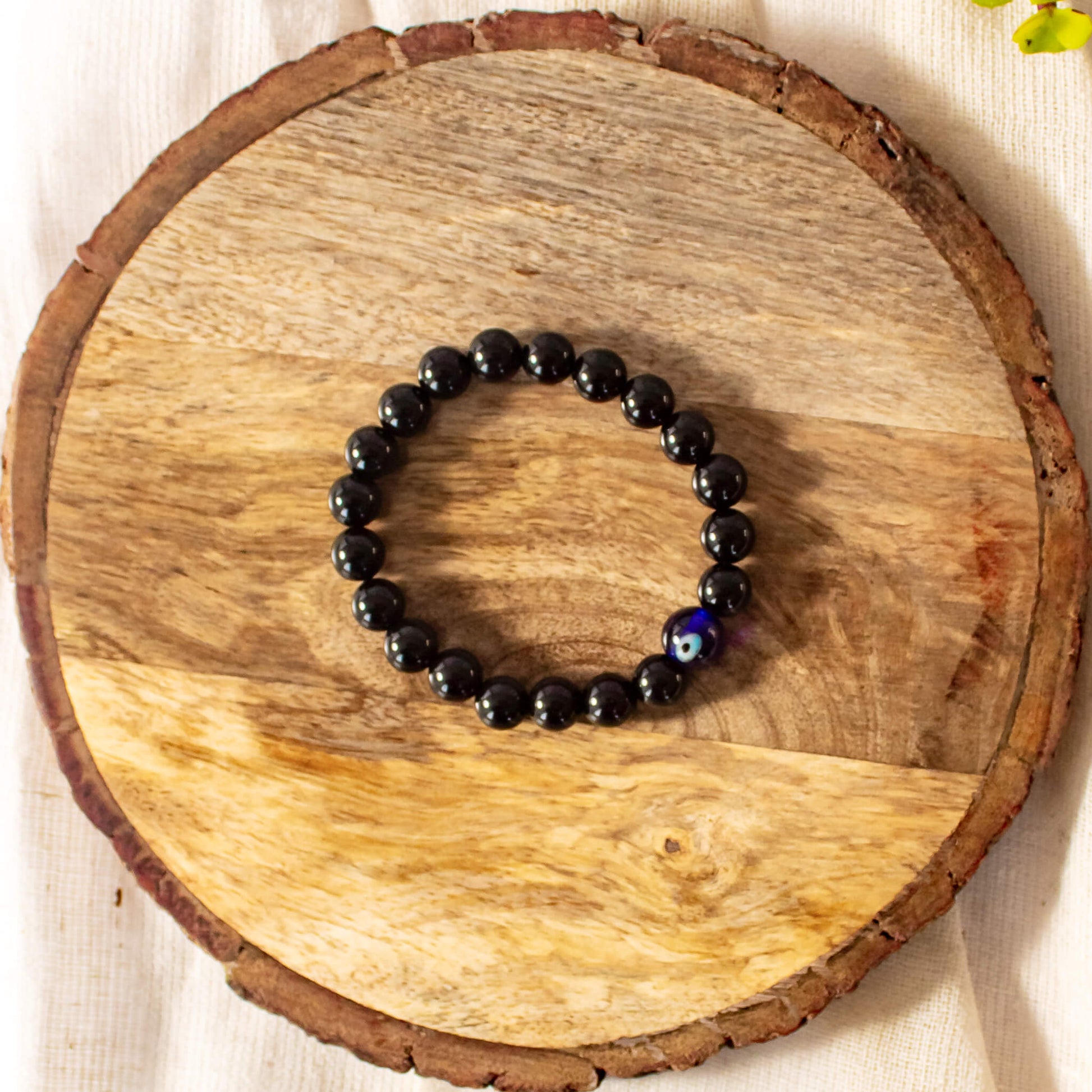 black tourmaline evil eye bracelet handmade