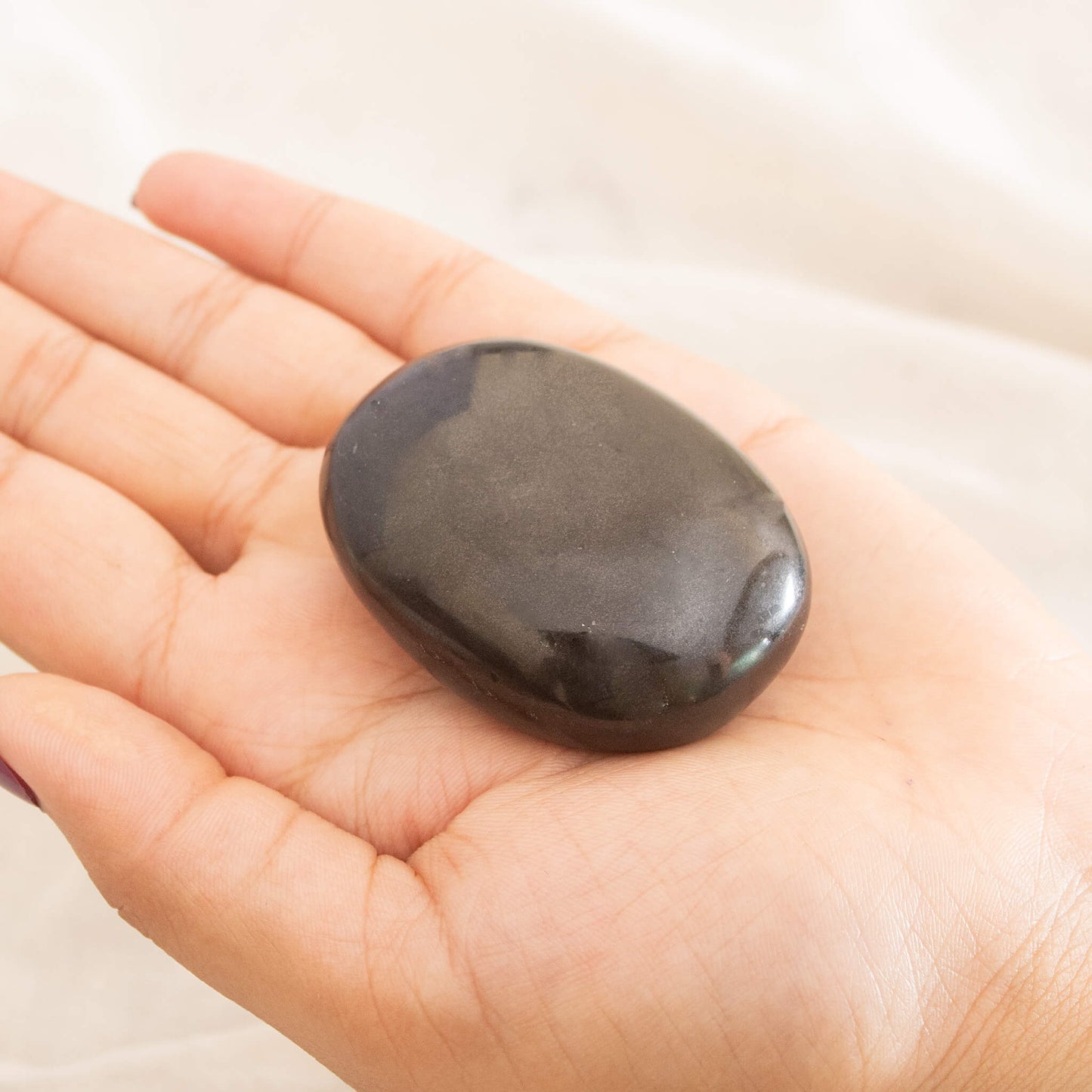 black tourmaline polished palm stone