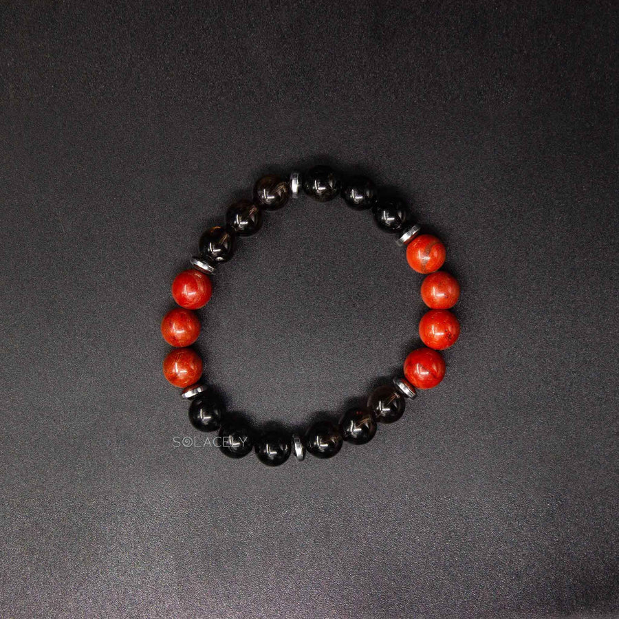 black tourmaline smoky quartz red jasper bracelet of root chakra