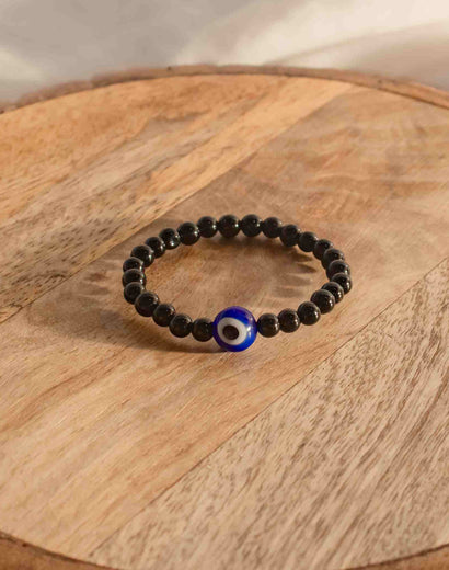 black tourmaline with evil eye bracelet for kids