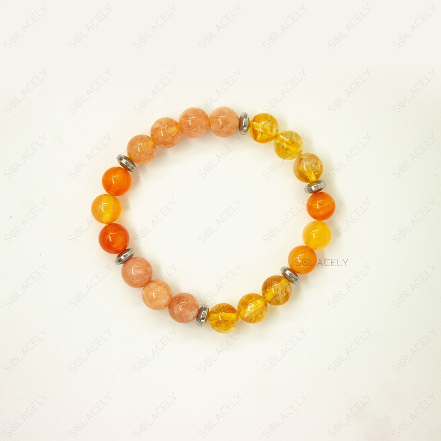 bracelet with hematite spacers carnelian sunstone citrine