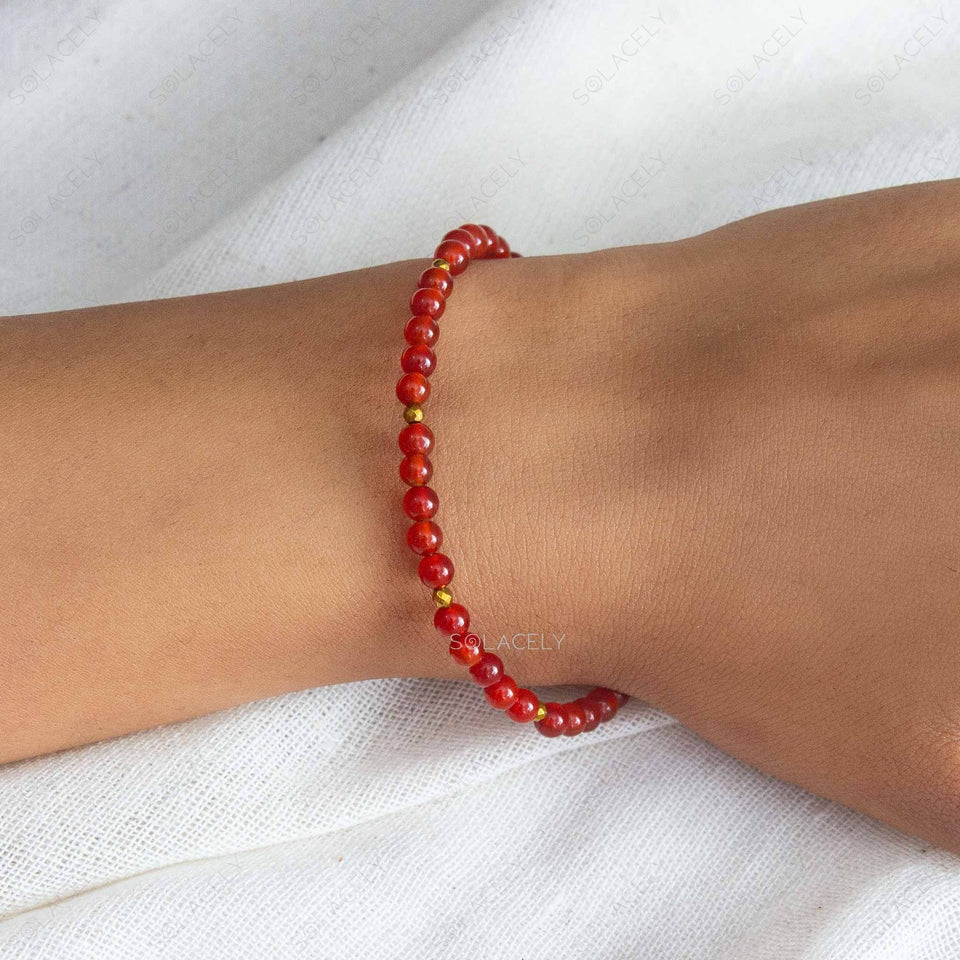 carnelian beaded bracelet 4mm beads