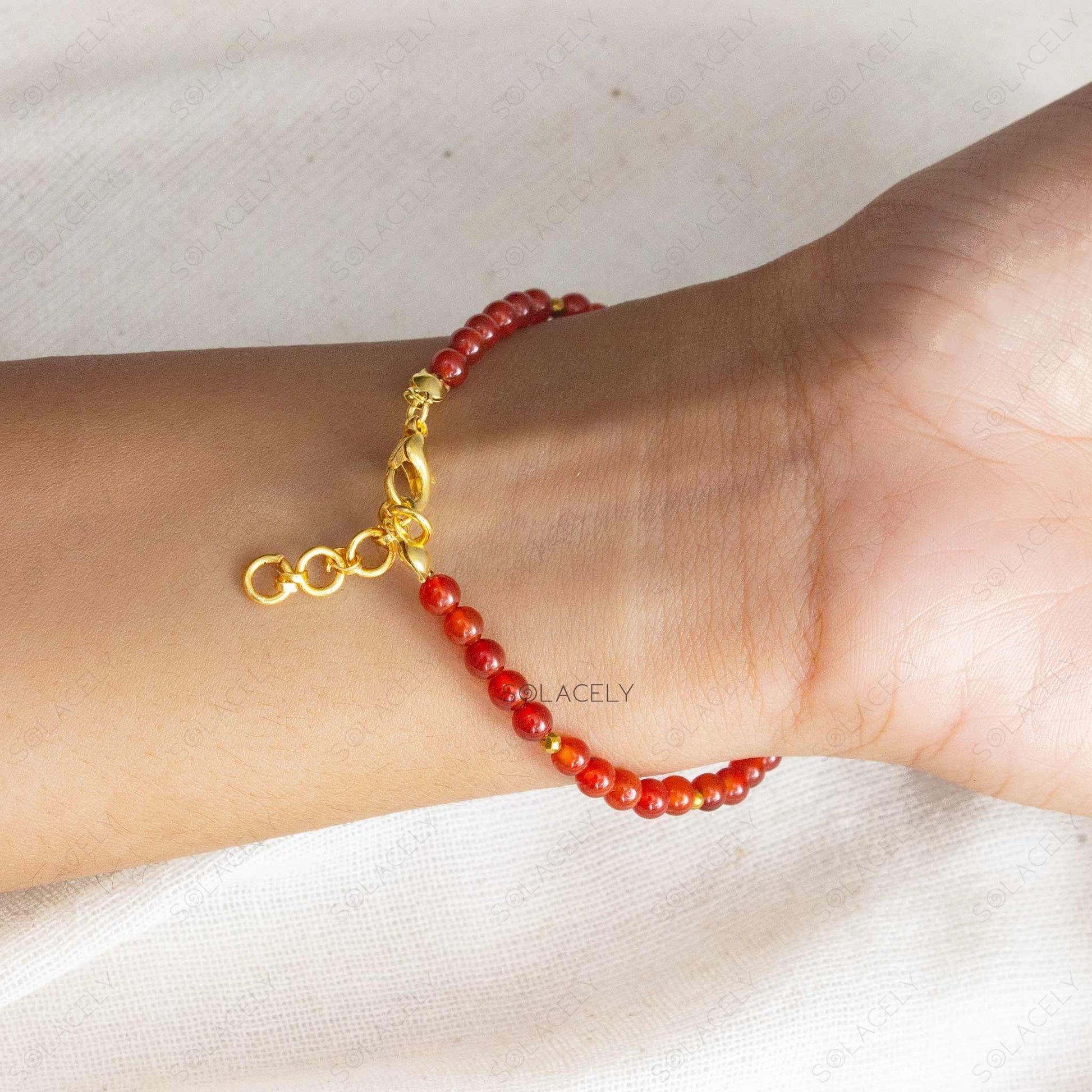 carnelian beaded bracelet adjustable