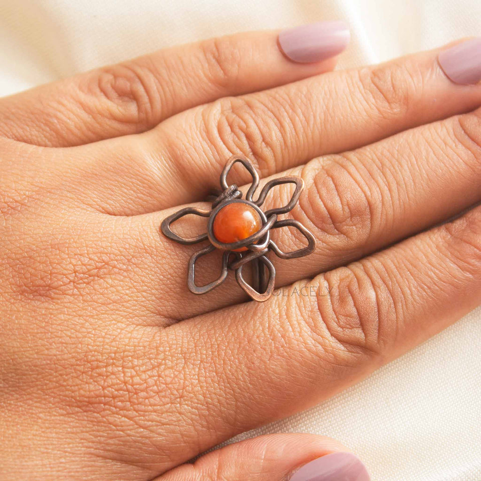 carnelian copper ring