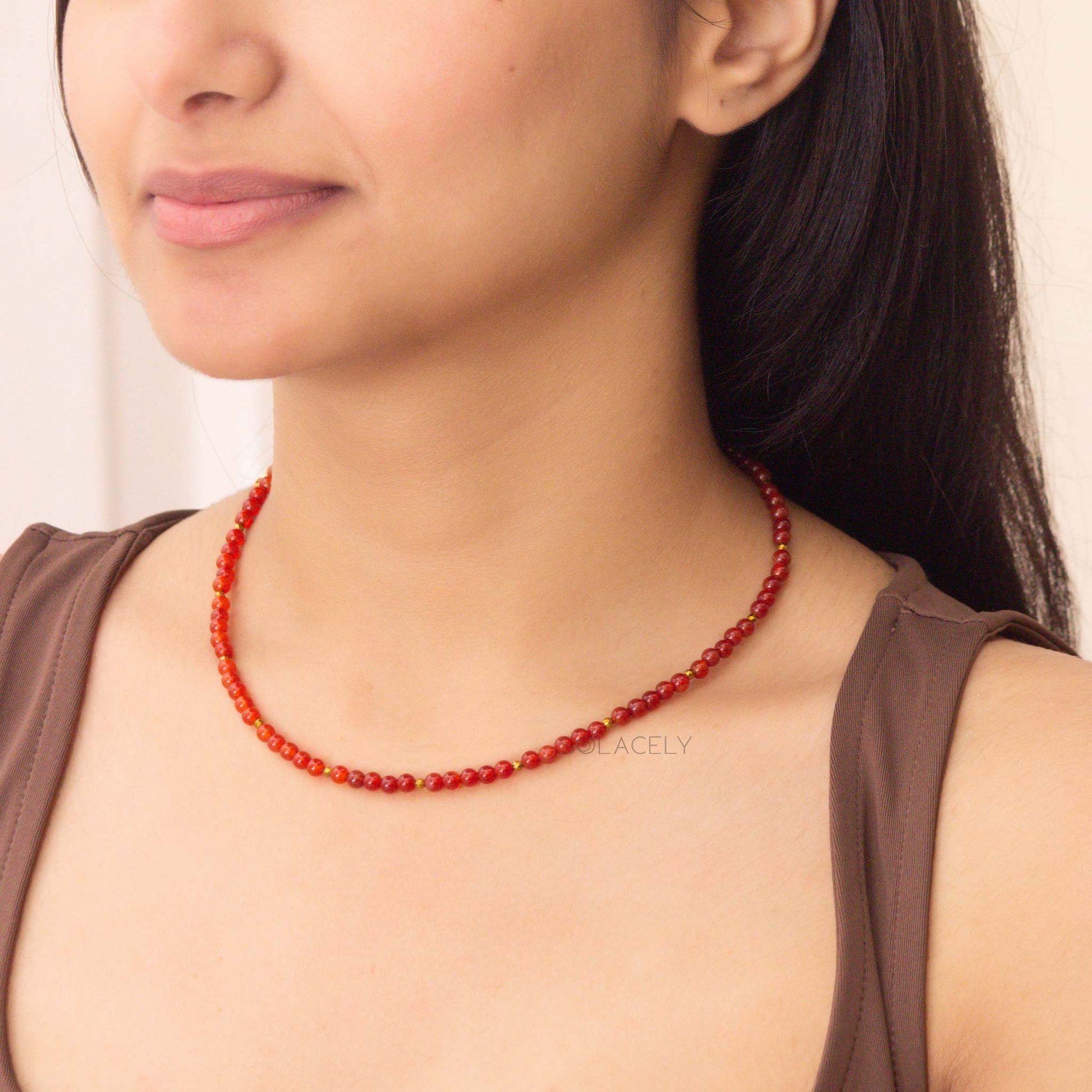 carnelian-necklace 4mm beads 