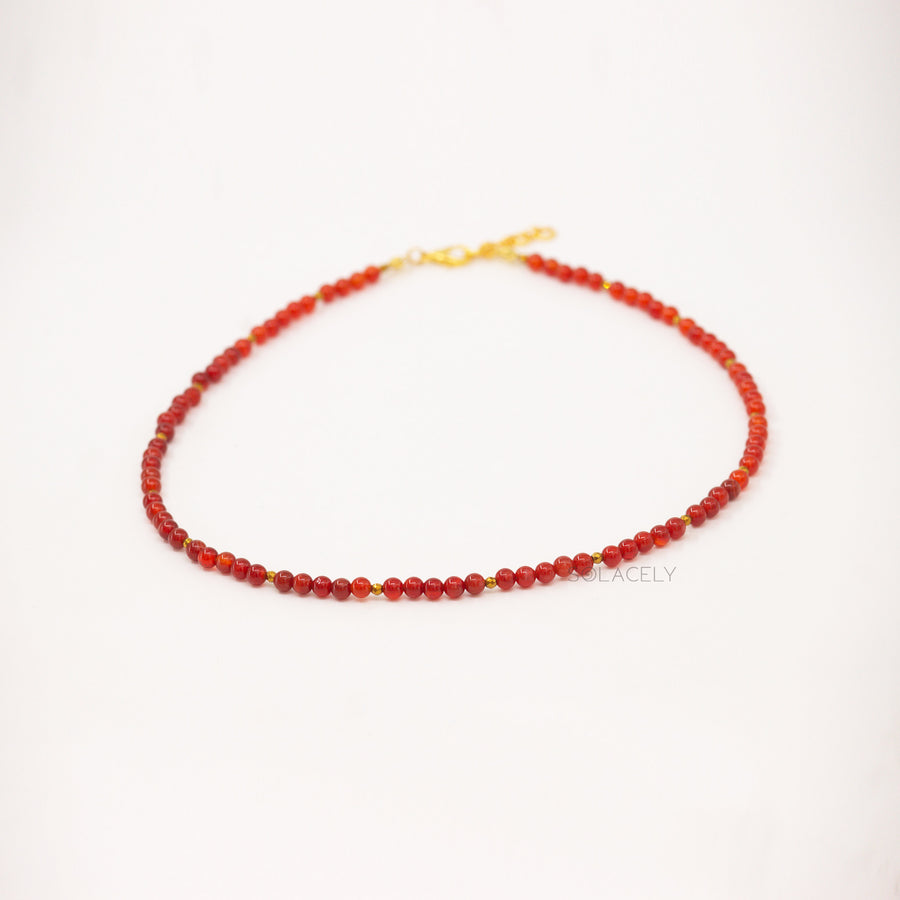 carnelian necklace with golden hematite spacers 4mm