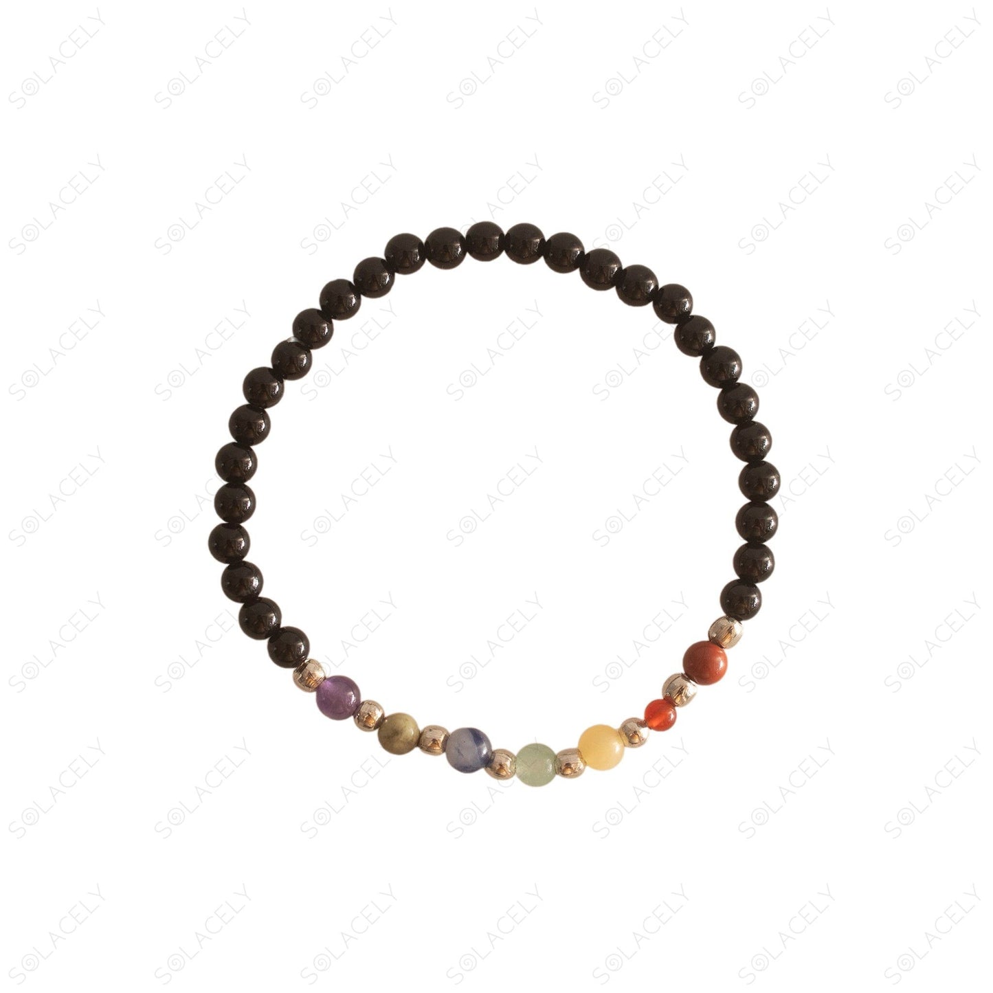 chakra bracelet with black tourmaline 4mm beads