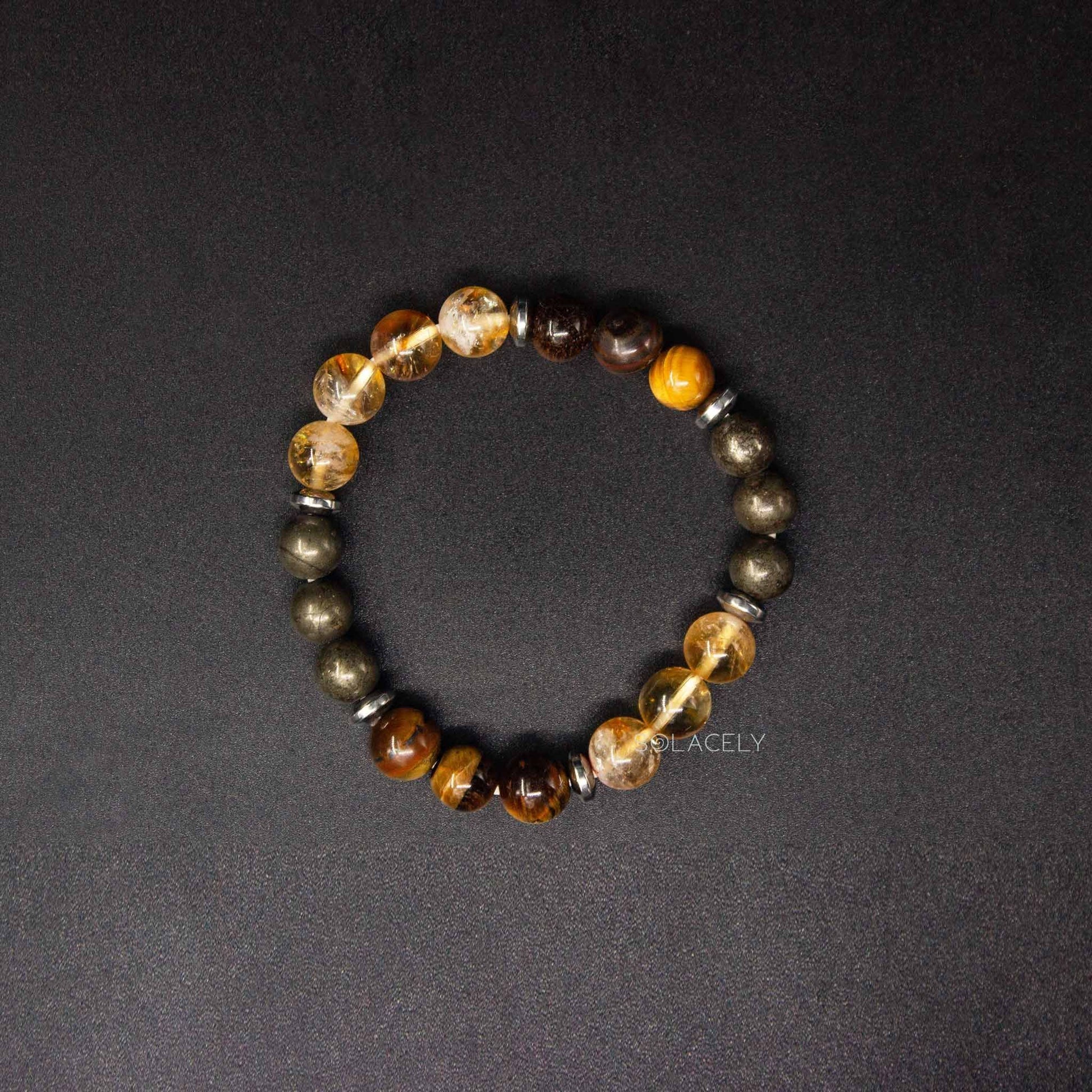 solar plexus chakra crystal bracelet with hematite spacers