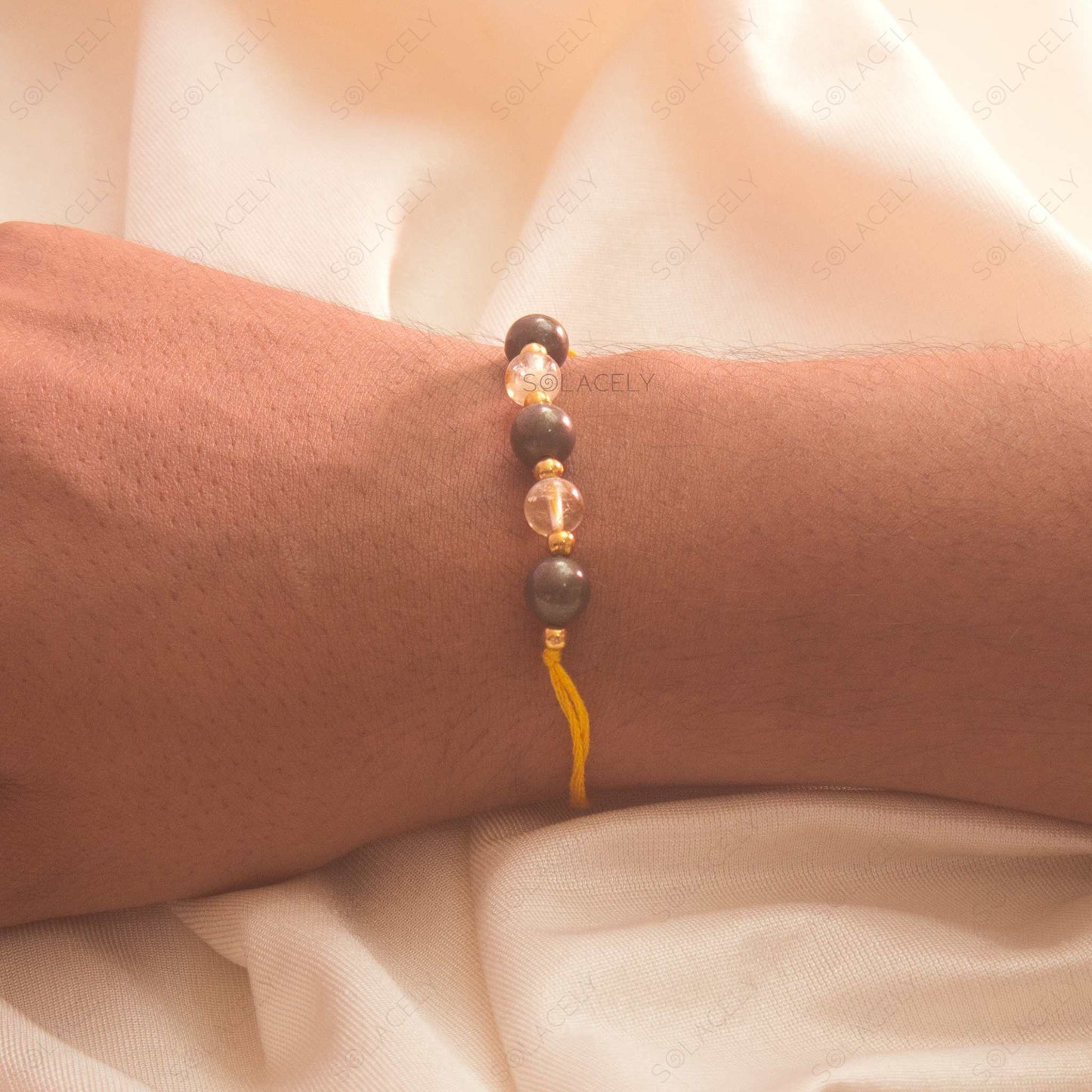 citrine pyrite crystal rakhi for positive energy