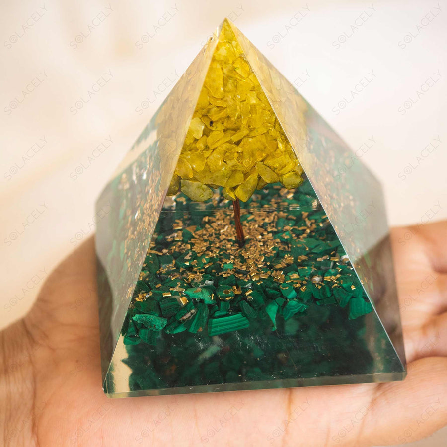 citrine tree of life malachite orgone pyramid