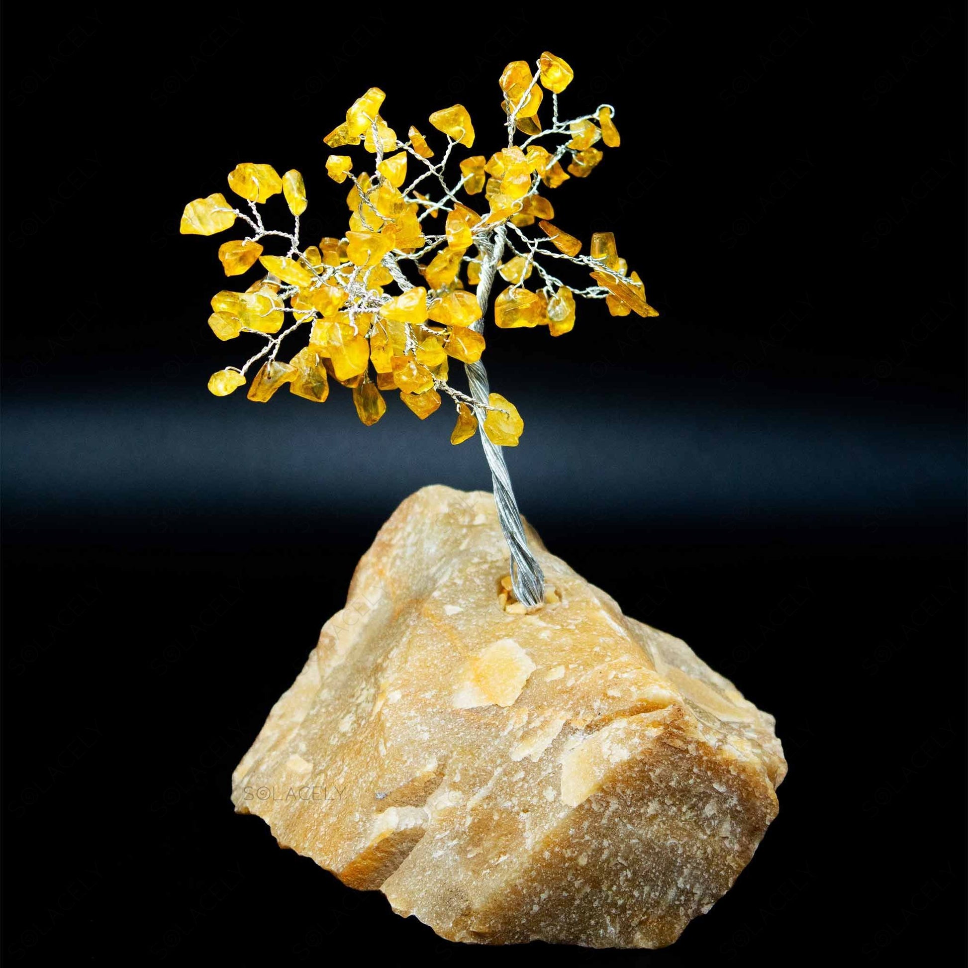 citrine tree on yellow aventurine base