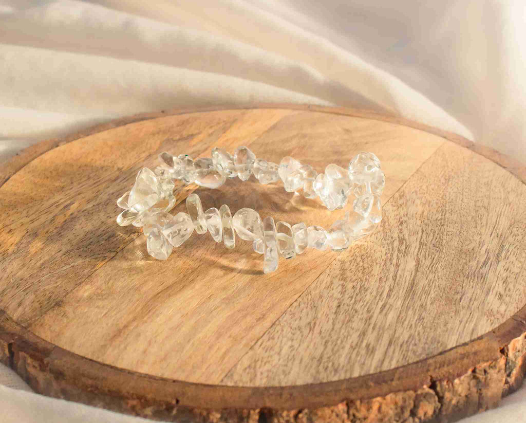 clear quartz chip bracelet for women