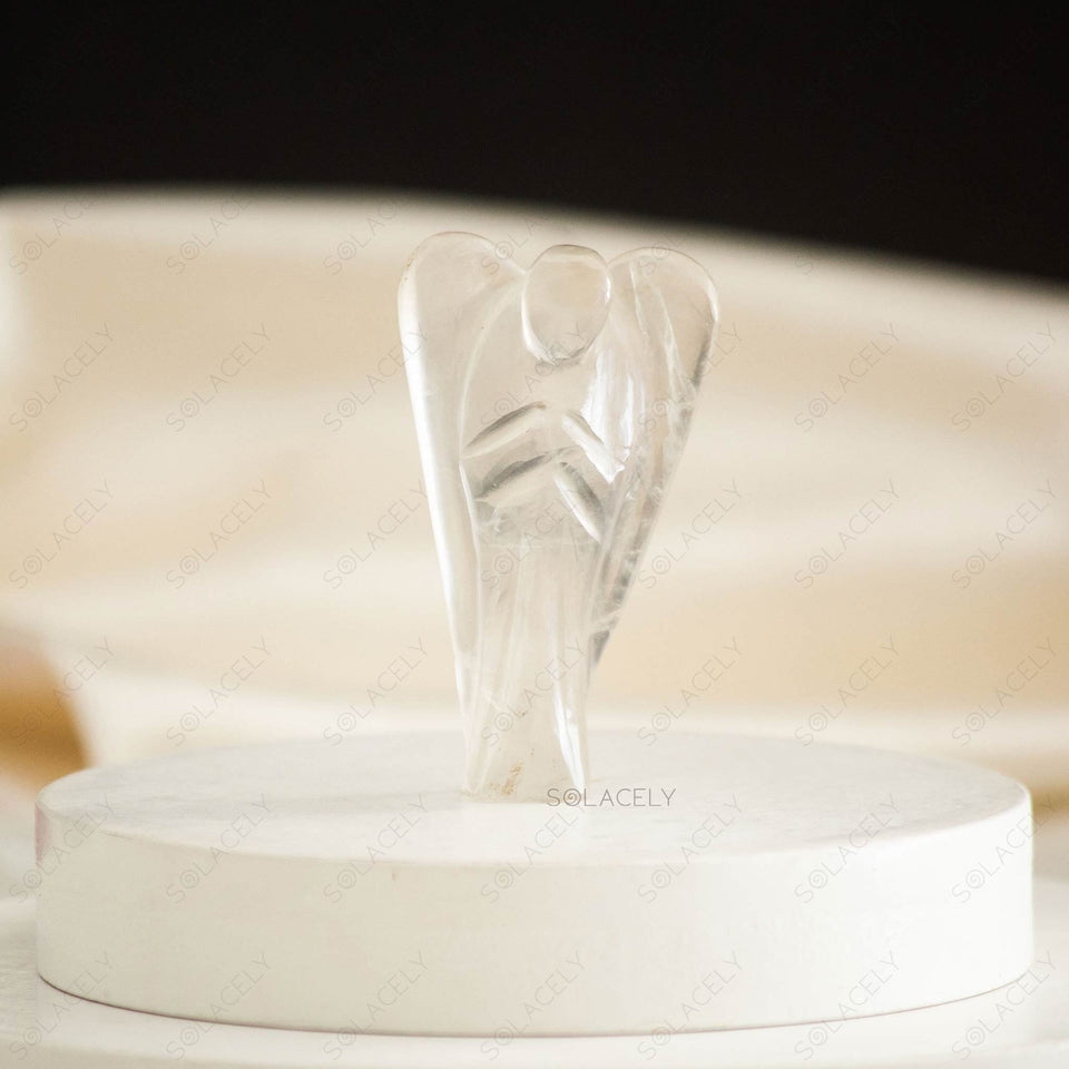 clear quartz guardian angel figurine