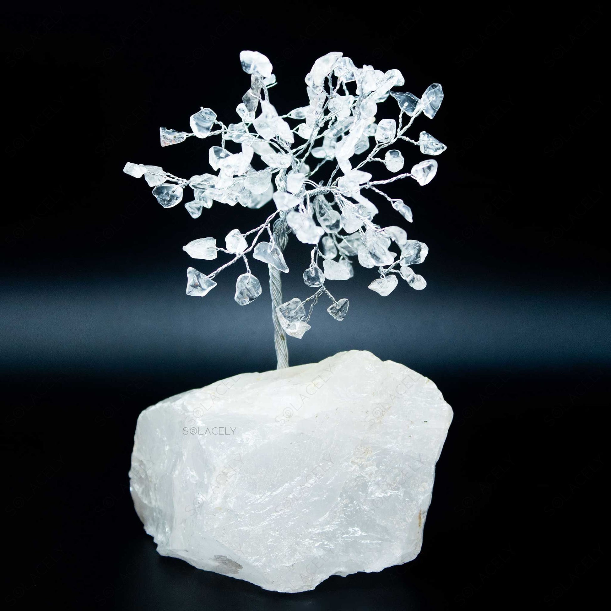 clear quartz tree on clear quartz base