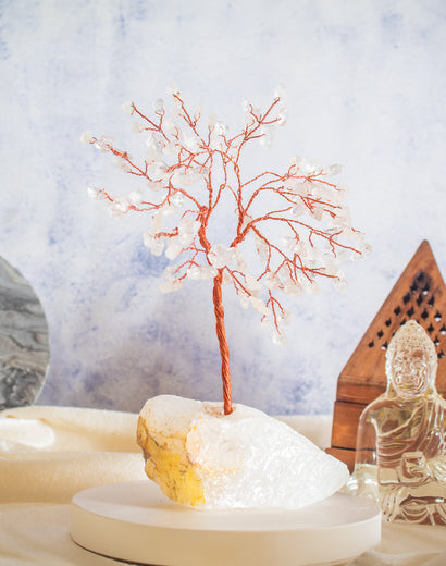 clear quartz tree with crystal base
