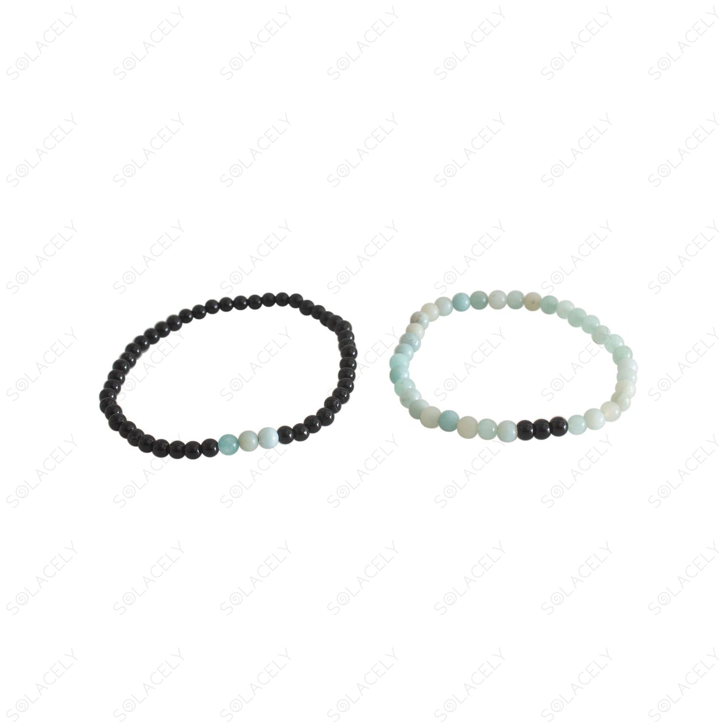 couple bracelet amazonite black tourmaline 4mm 02