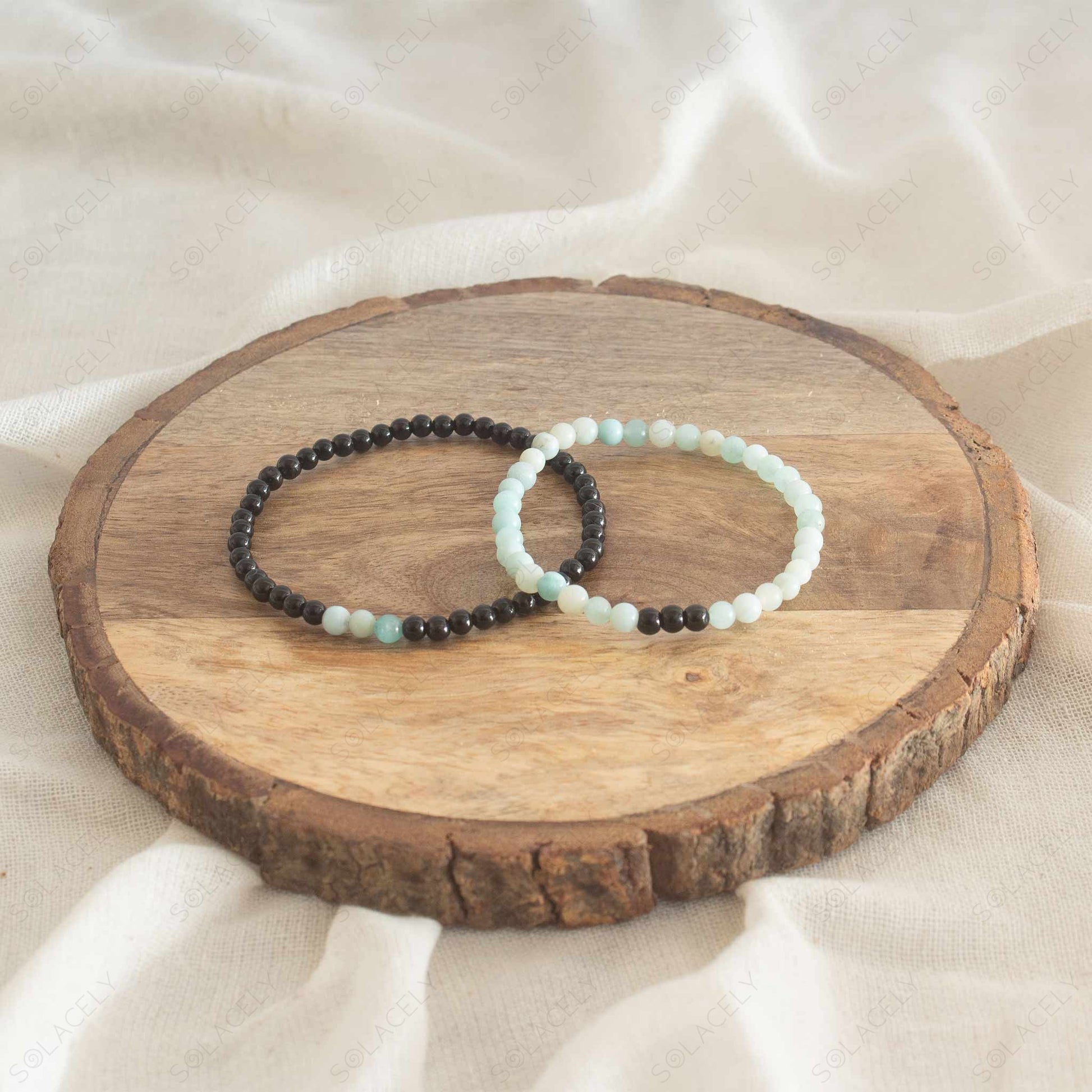 couple bracelet amazonite black tourmaline 4mm