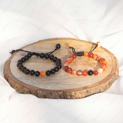 couple bracelet carnelian black tourmaline