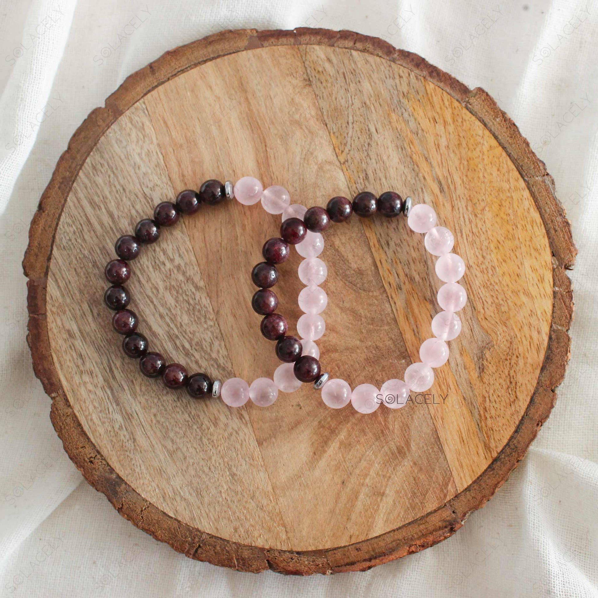 couple bracelet rose garnet