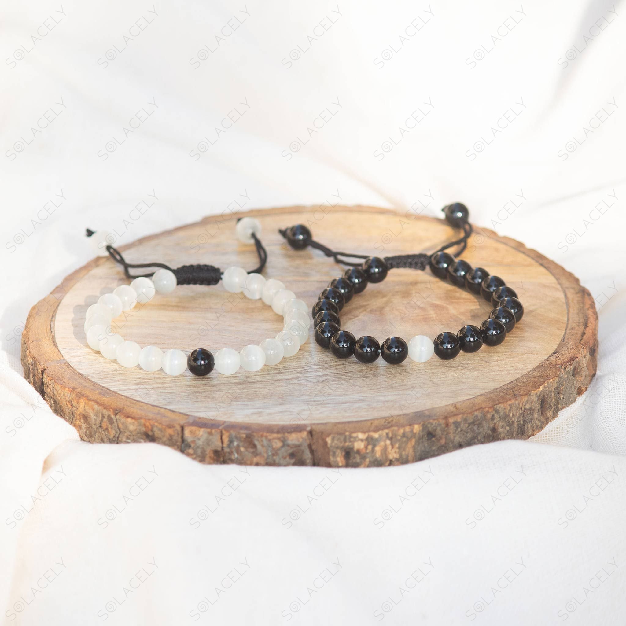 Tourmaline Quartz, Black Tourmaline & Selenite Bracelet 8mm