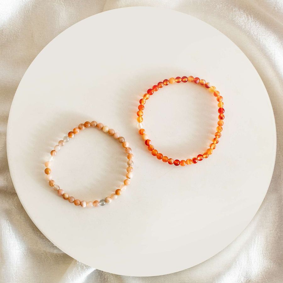 carnelian and sunstone bracelets 4mm beads 