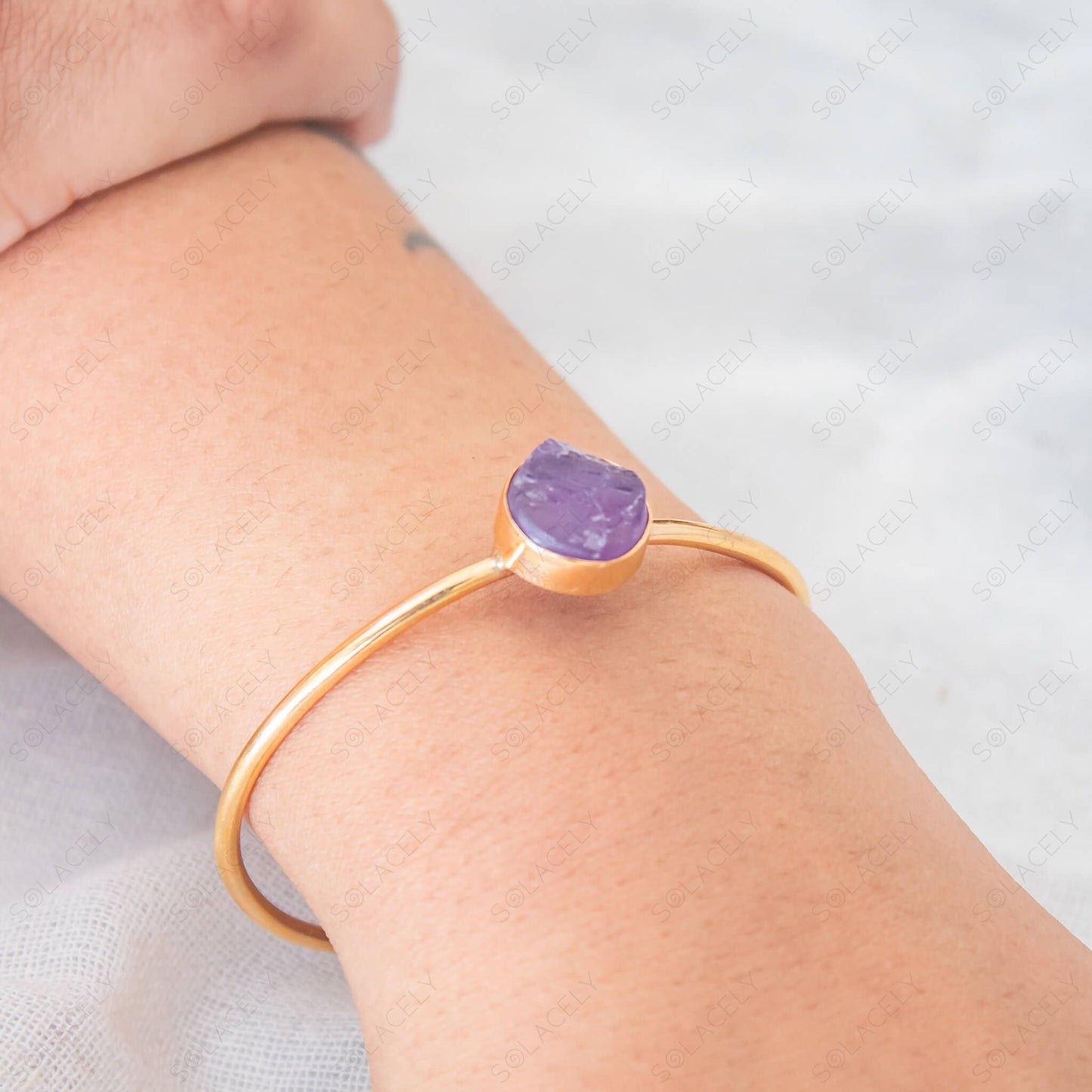 raw amethyst bangle bracelet