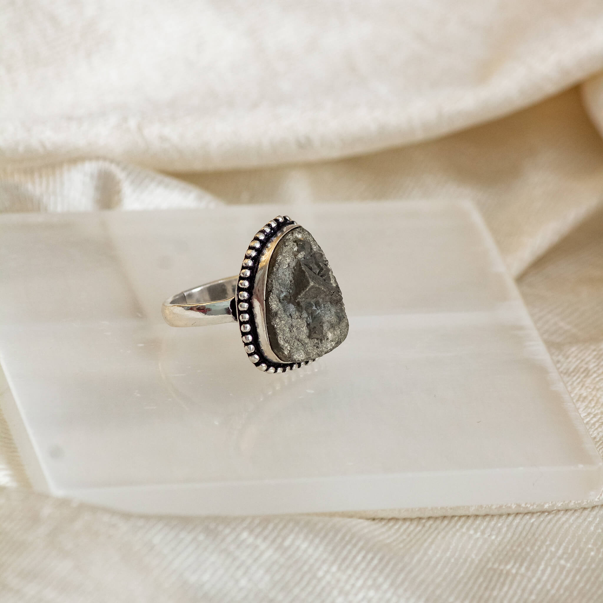 Rings | Fashionable Pyrite Stone Ring With Adjustable Size For Women Or Men  NEVER USED it For All 1. Captivating and unique, the pyrite stone ring. |  Freeup
