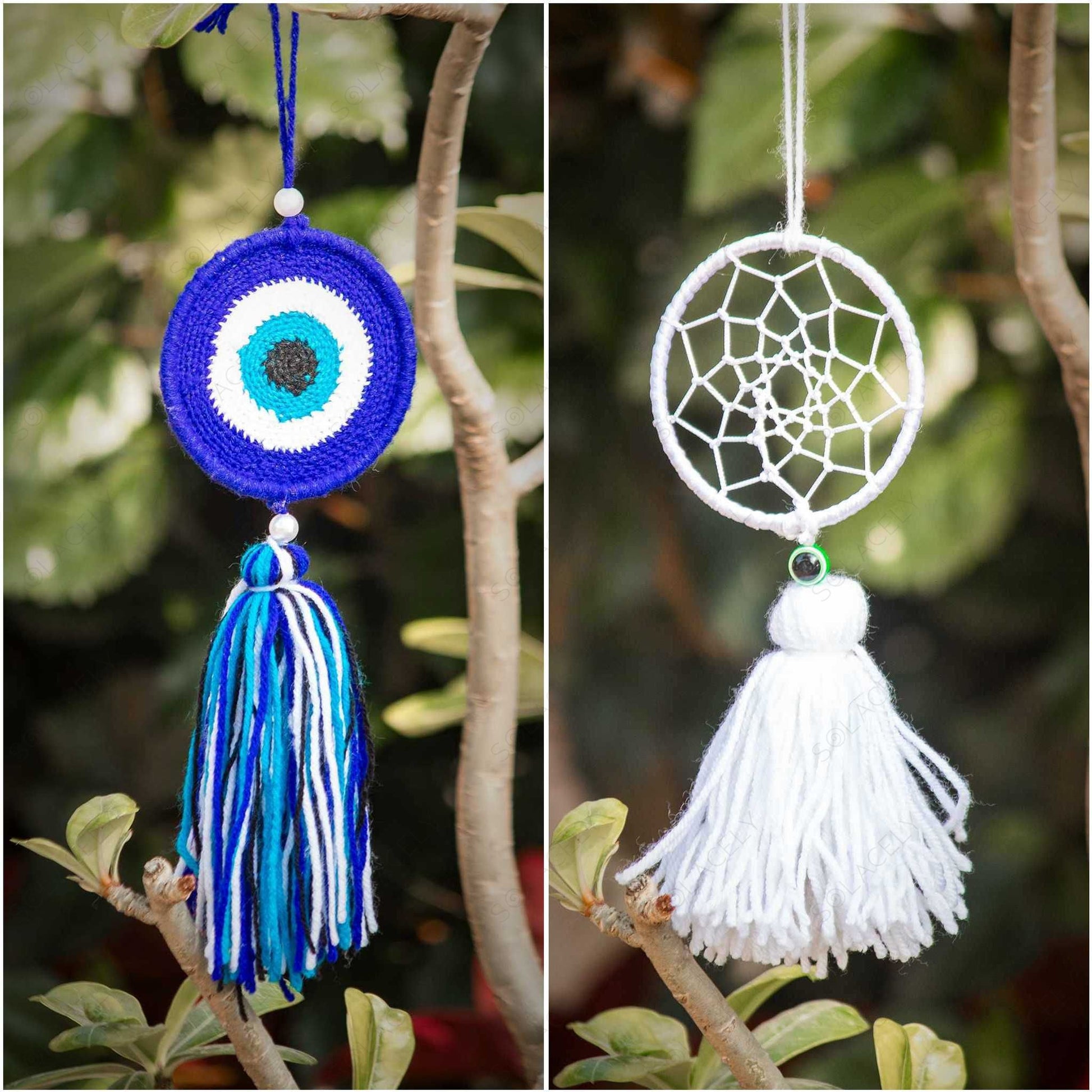 blue and white dream catcher for wall and car