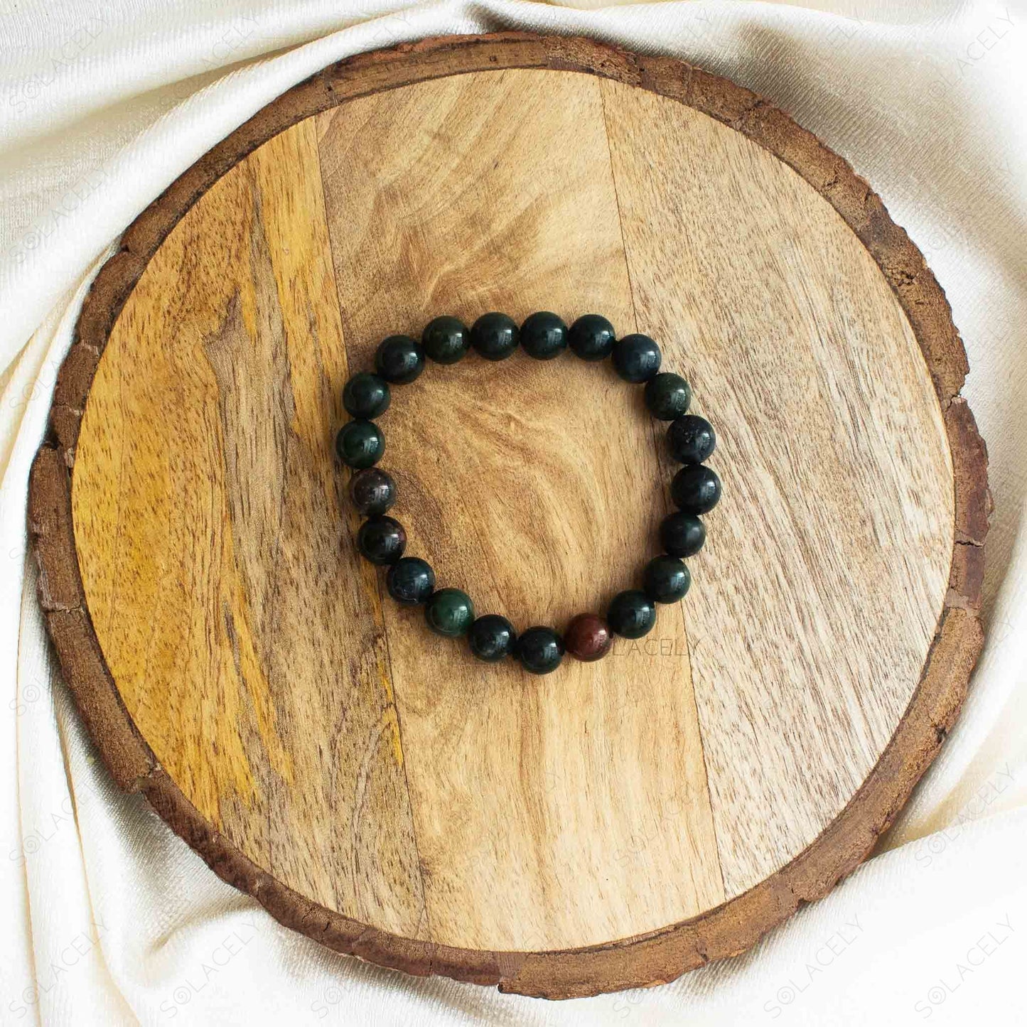 elegant bloodstone bracelet with 8mm gemstone beads