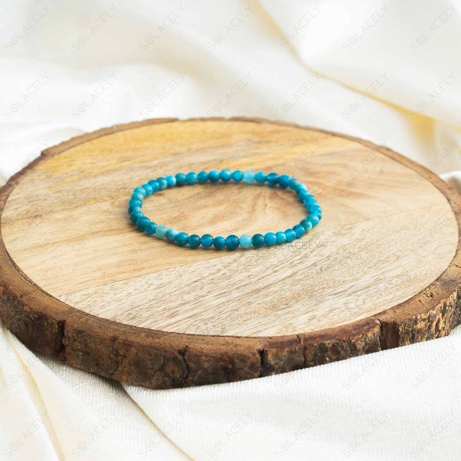 elegant blue apatite bracelet with 4mm gemstone beads