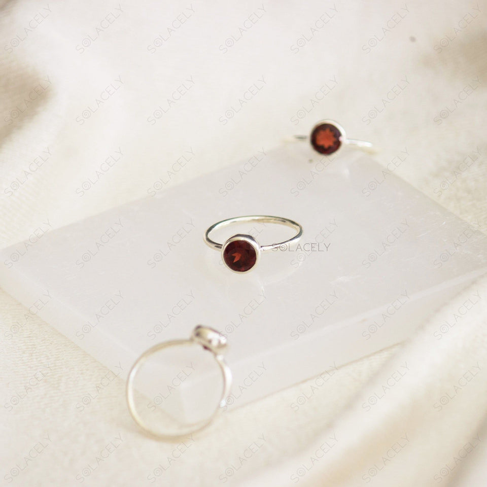 elegant red garnet silver ring for sophisticated taste