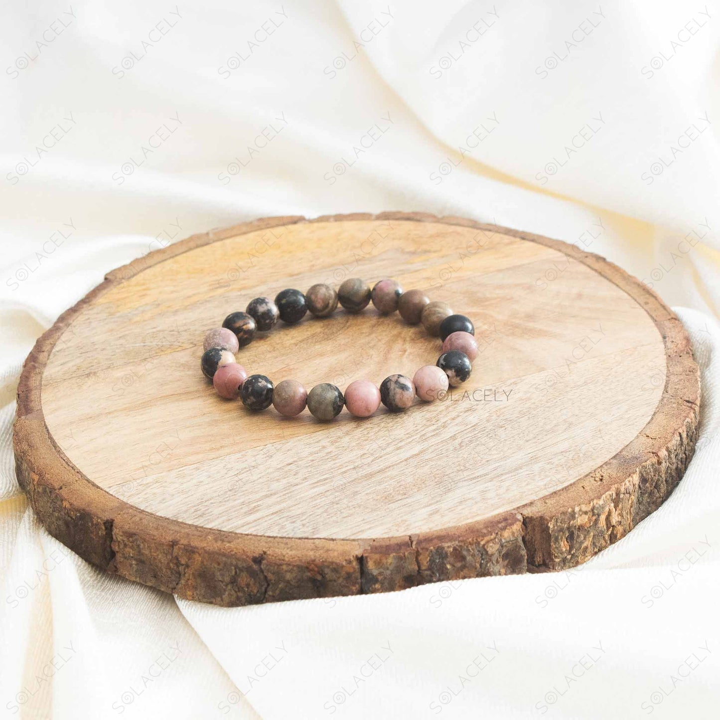 elegant rhodonite bracelet with 8mm gemstone beads 