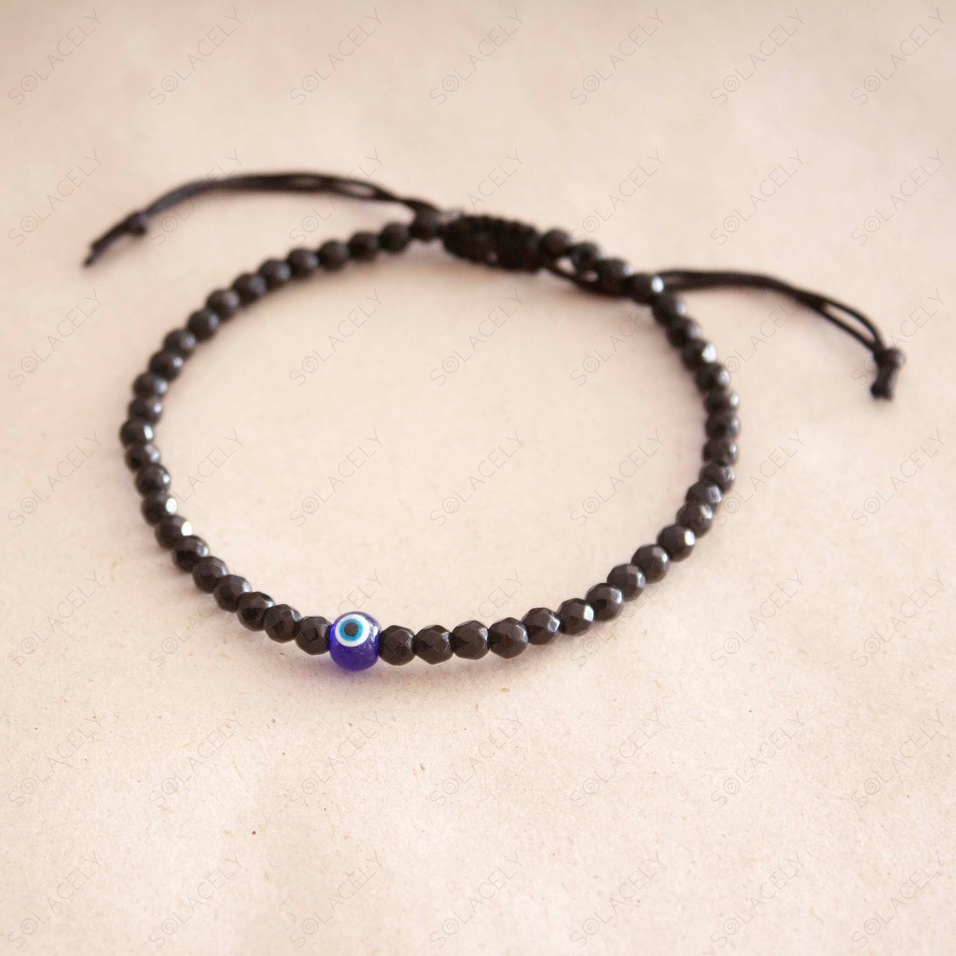 evil eye and black tourmaline anklet 4mm beads