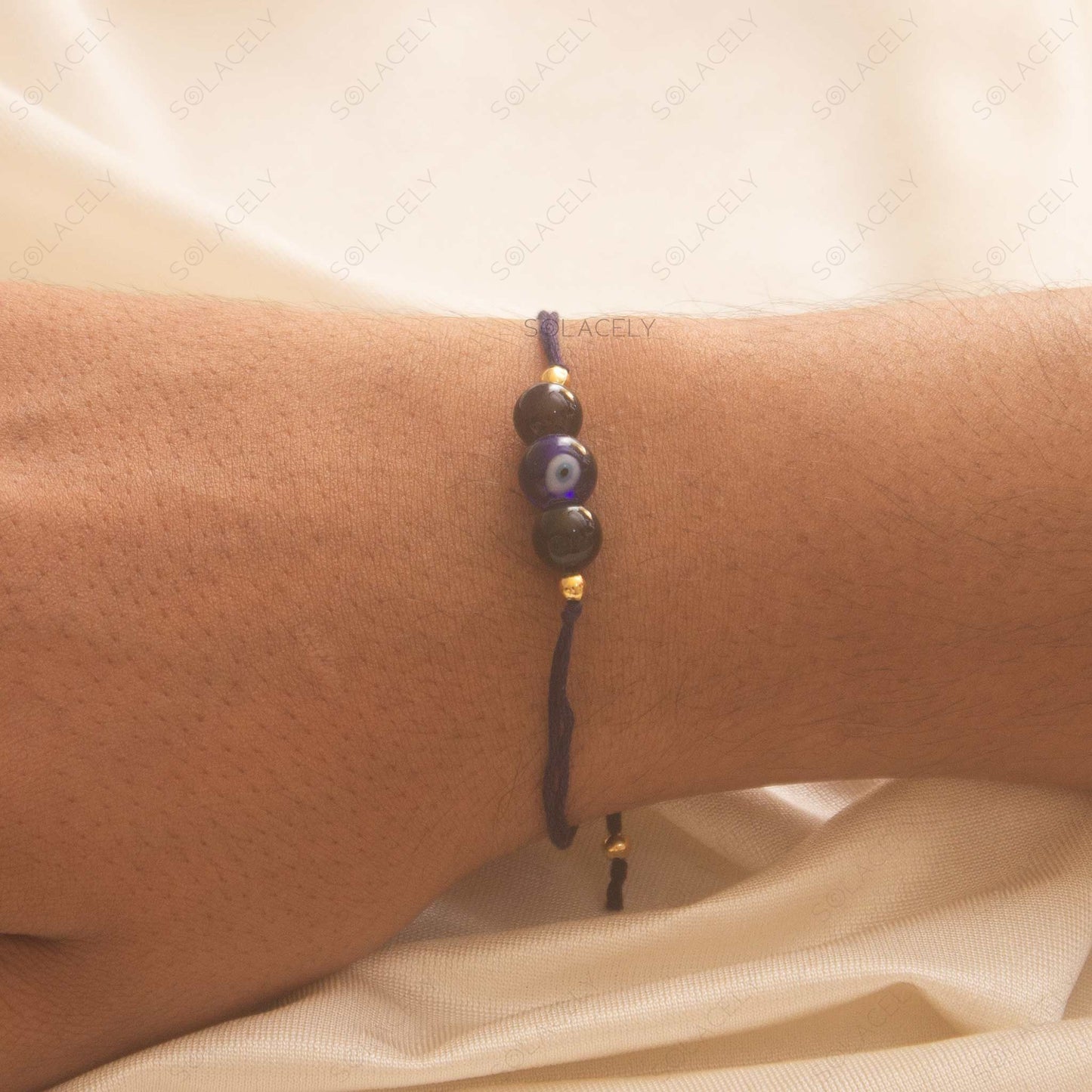 evil eye black tourmaline bead rakhi